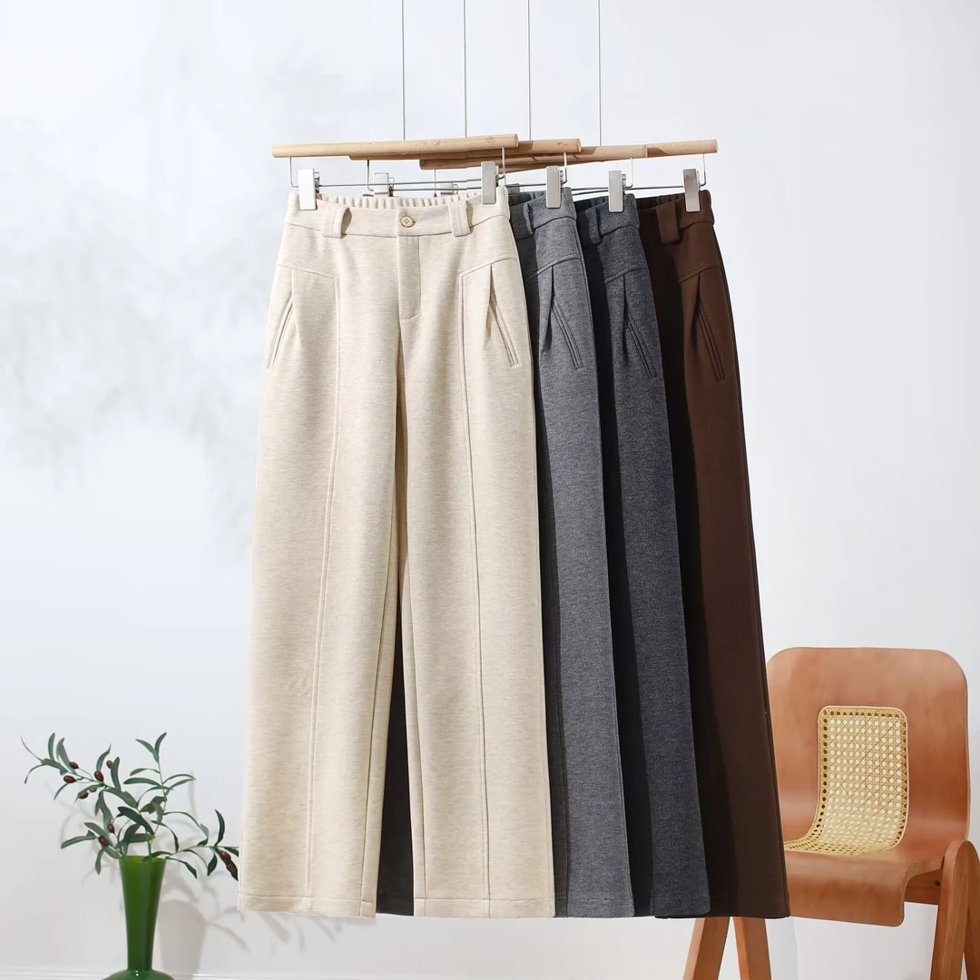 【D602】2025春季新款窄版直筒裤高腰垂感百搭宽松显瘦休闲女裤