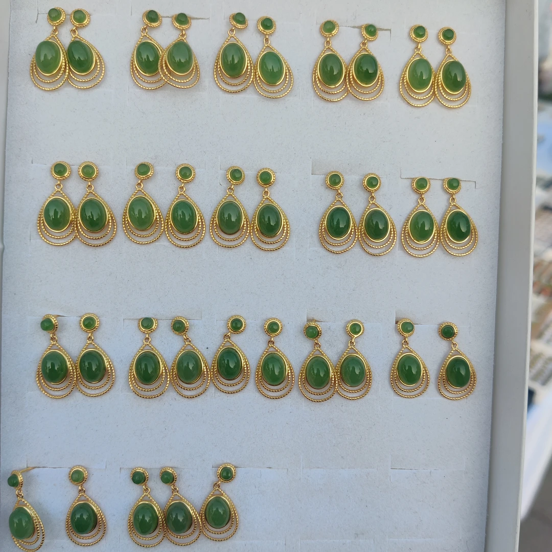 和田玉碧玉凤尾耳坠多样性拍一发一ZR