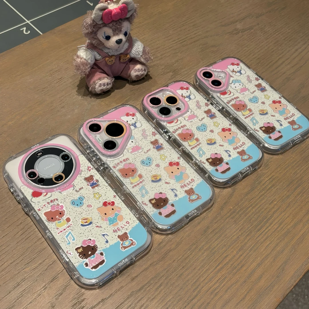 插画涂鸦凯蒂猫适用苹果17promax手机壳iPhone16小米vivo华为oppo