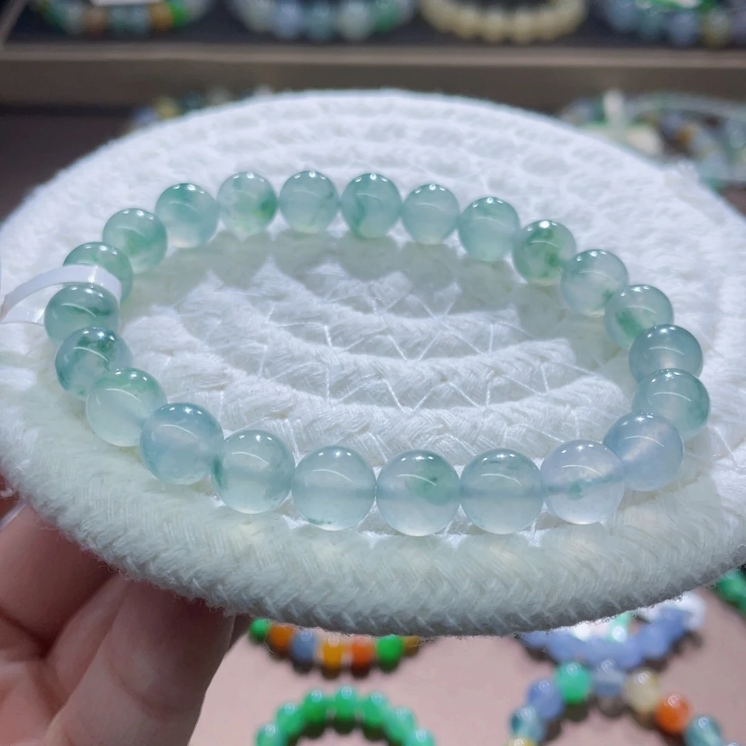 未镶嵌手链翡翠冰飘绿卡8+