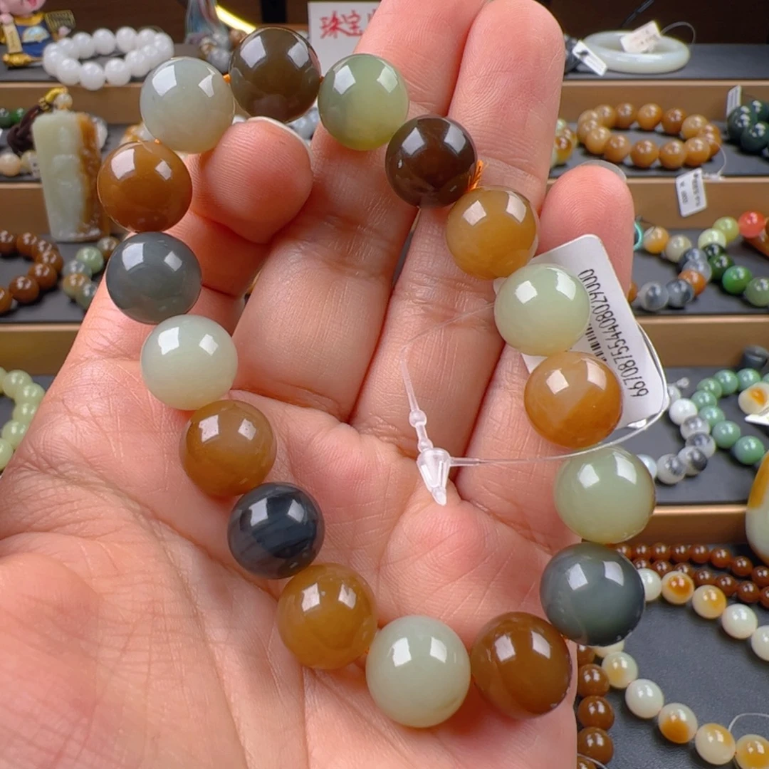 和田玉未镶嵌手链楼兰三色卡12开播福利