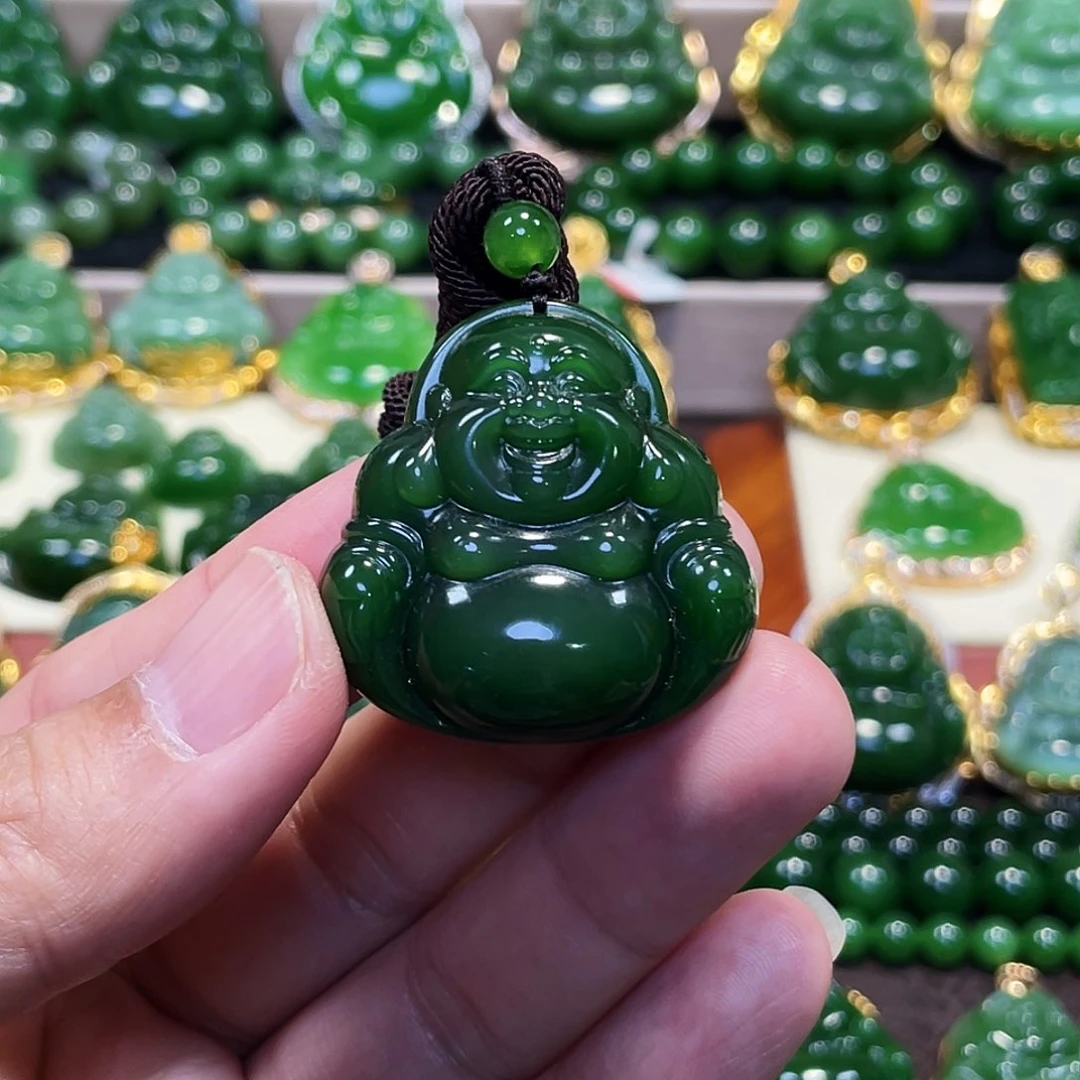 和田玉（碧玉）未镶嵌颈饰佛公35mm