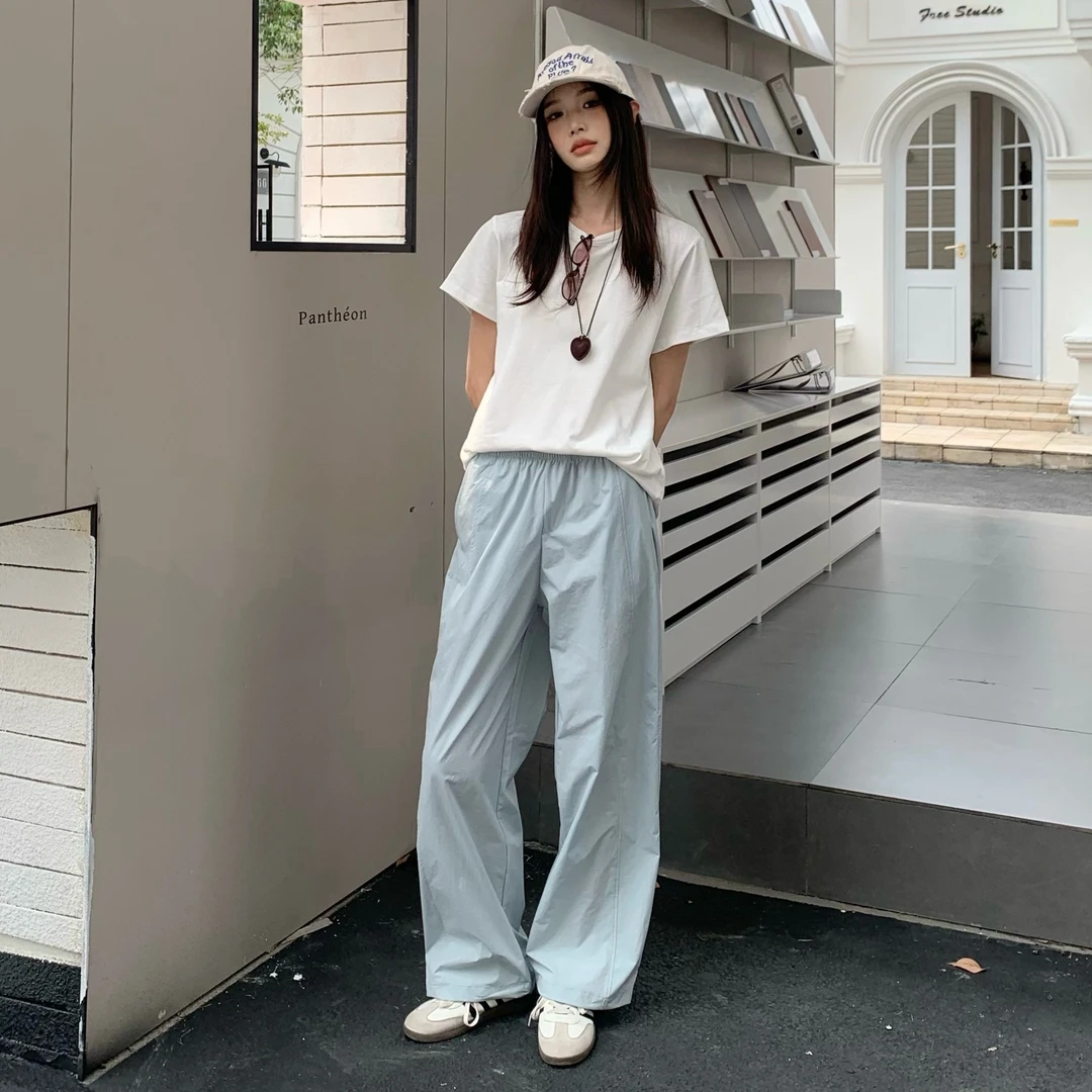 魔法树直筒速干女夏季薄款新款高腰宽松工装裤女款爆款2025新款