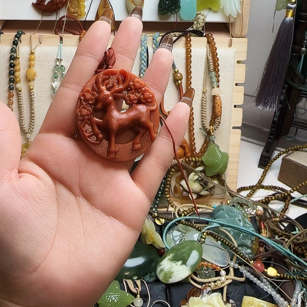 逆***北蛇纹石玉合金颈饰