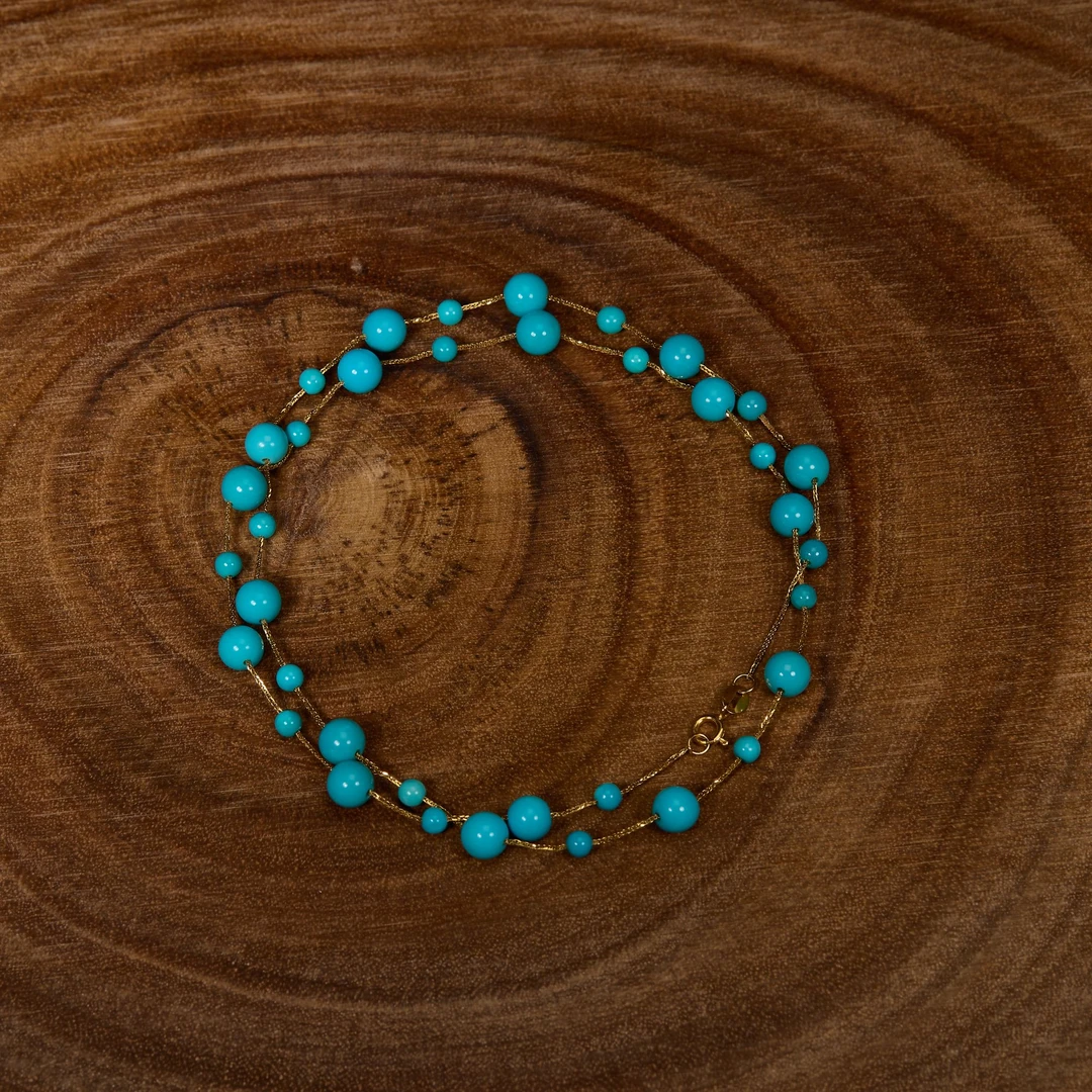 如苑珠宝18K金绿松石项链多样性发货