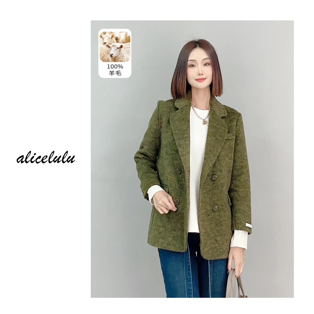 5 ALICE “绿光森林”毛呢大衣 柔糯羊毛 干练显瘦 S2141618Ur