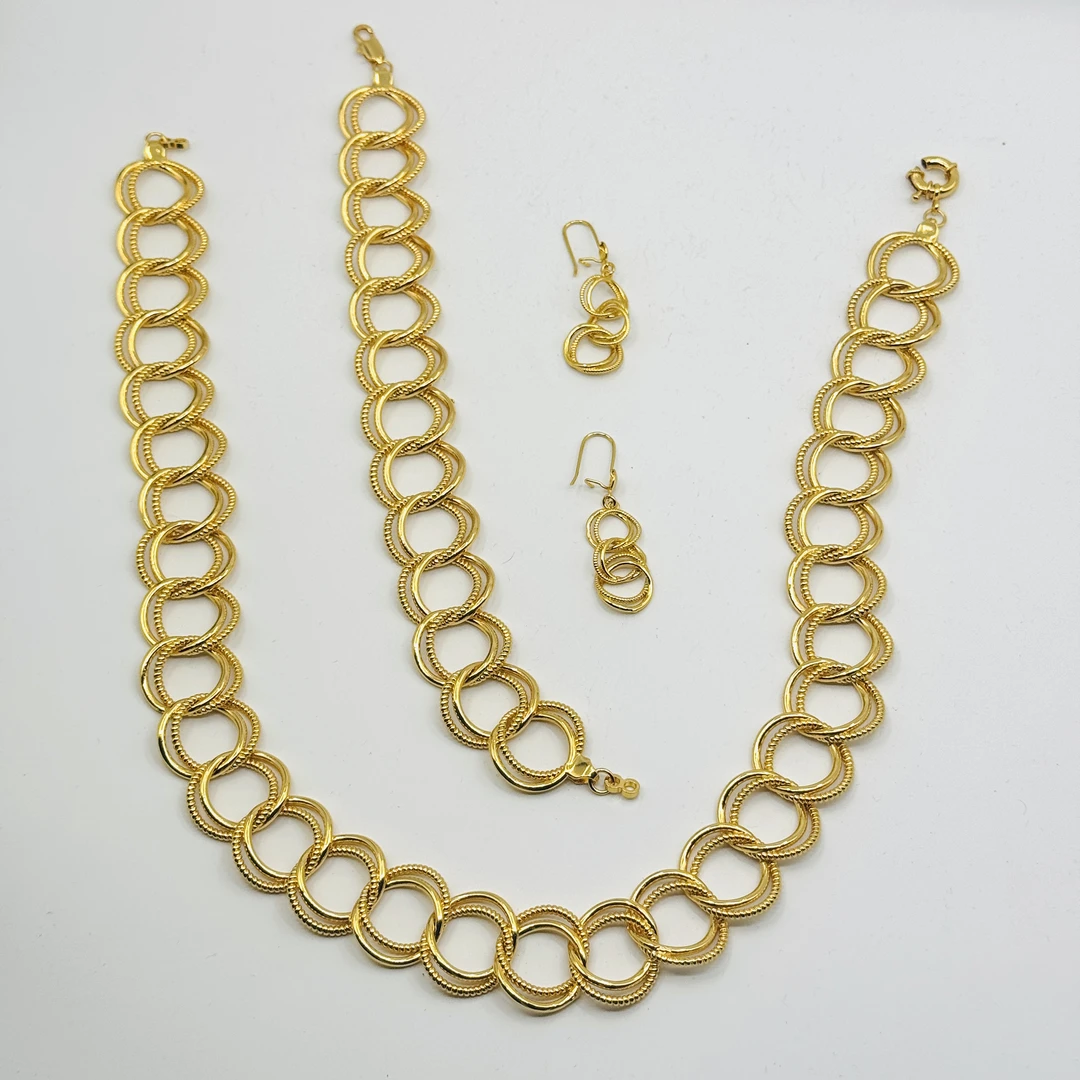 黄铜项链 TJ194 铜首饰大款式 项链手链耳环三件套