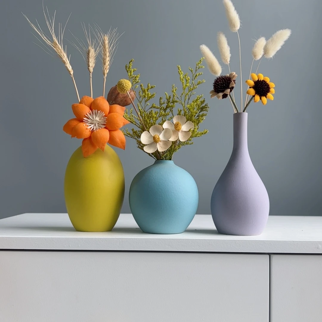 摆件N 陶瓷小花瓶摆件含花总高约20-30cm