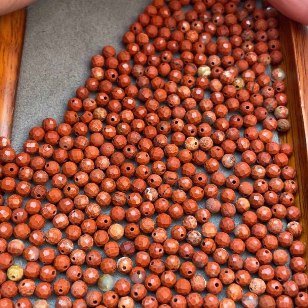 玛瑙/玉髓未镶嵌珠宝半成品红石散珠卡3.8随机发120颗