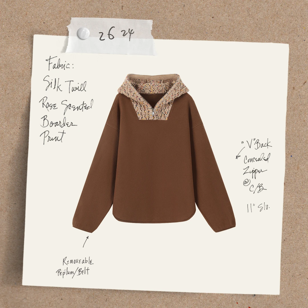 【萤火虫】全毛+乒乓纱镂空针织帽露营风女装连帽卫衣24EG1525