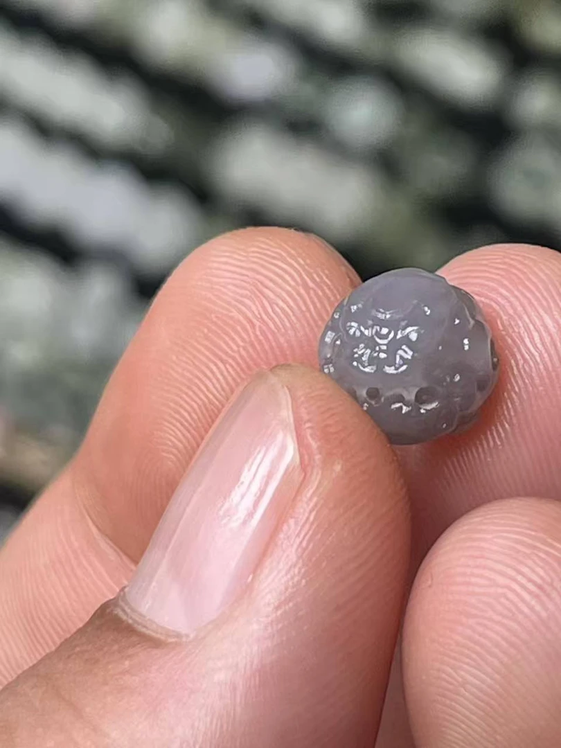 天然和田玉烟紫色貔貅珠单珠带孔散珠DIY手串配珠隔珠顶珠狮子头