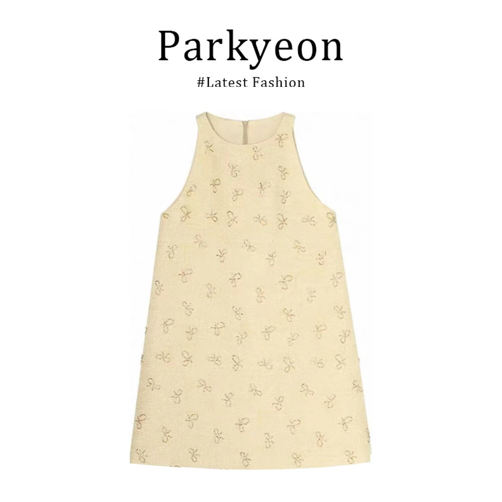 parkyeon2025夏季新款时尚气质百搭显瘦圆领无袖背心连衣裙女上衣