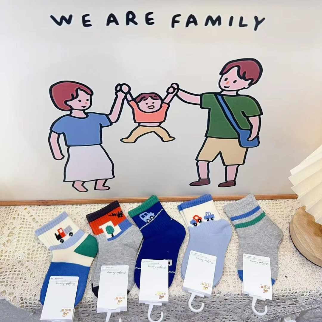 （10双包邮）男童卡通图案精梳棉三季袜子