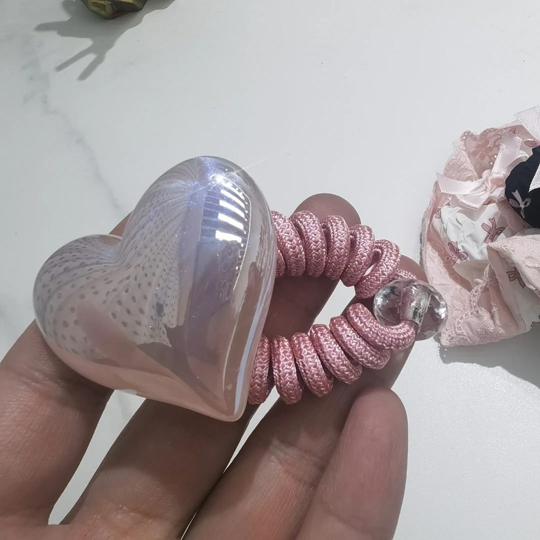 B189(凑)粉色人鱼姬大爱心电话线发绳