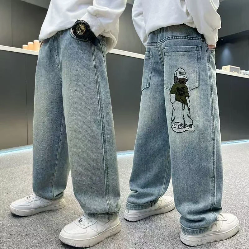 儿童装男童春装裤子长裤2025新款中大童春秋款男孩春季帅气牛仔裤