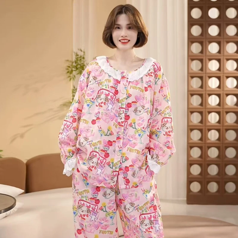 芙蓉世家【多巴胺】秋季新品纯棉100舒适家居服可外穿