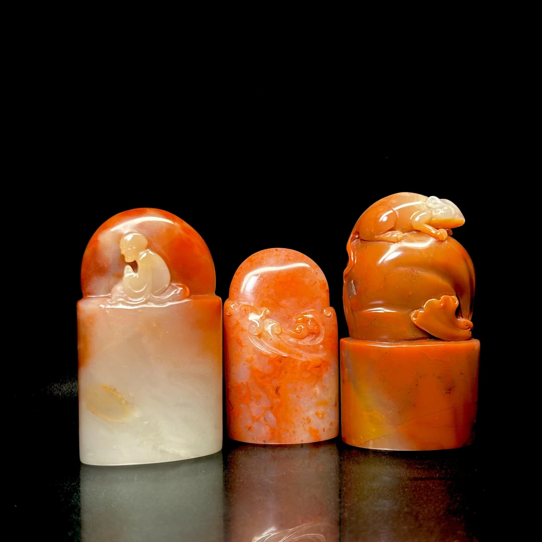 一心印社 单枚 篆刻老挝石 达摩 随行1.6*3.7*6.5左右 椭圆引首章