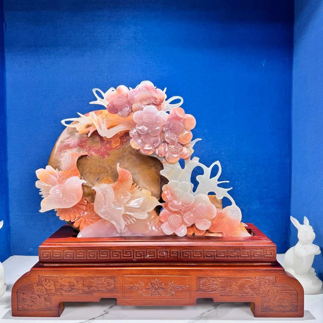 【喜上眉梢】酒柜 整料 客厅摆件 纯手工雕刻 别墅摆件 办公摆件