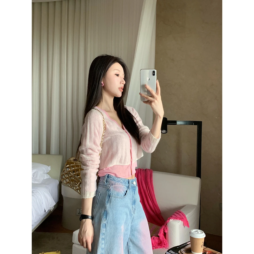 Queen line 元气甜心 糖果色双层高级感少女心针织衫