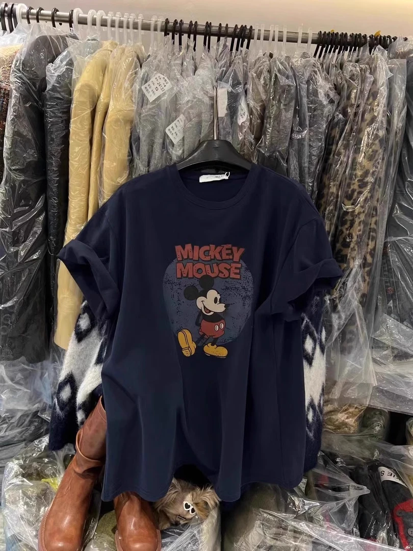 韩国东大门2025春季新款宽松百搭减龄卡通米奇印花短袖t恤女上衣