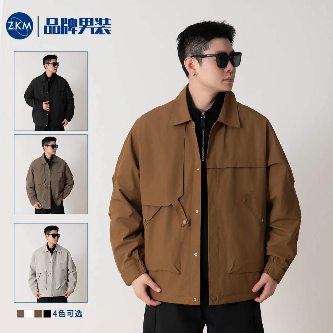 【高货原创】ZKM-8875 春季设计款休闲男外套宽松翻领时尚夹克Q