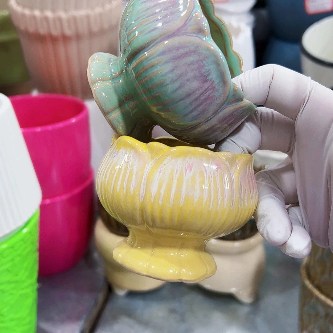 有孔外贸尾单陶瓷花盆凑单10米包邮