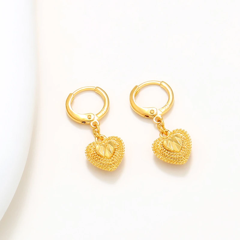 铜合金耳饰 【金店同款】爱心磨砂耳坠时尚百搭轻奢高级感耳饰