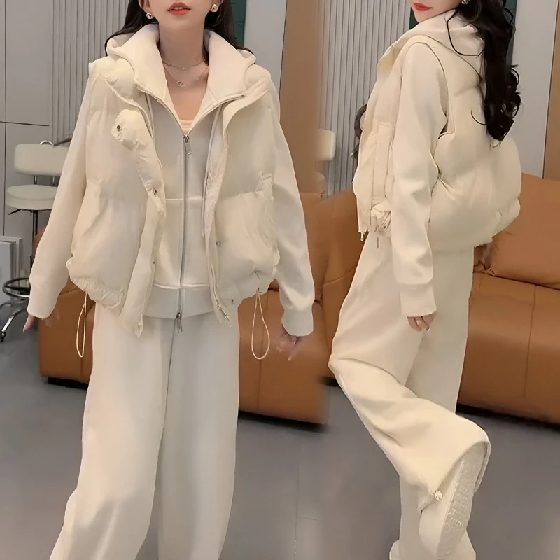 官图 2025冬季新款时尚显瘦气质高档套装百搭宽松加绒加厚三件套