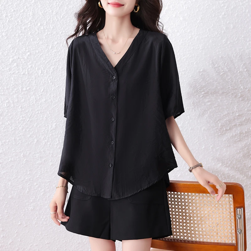 【女神新衣】2025夏季新款百搭气质遮肉女衬衣大码时尚防晒休闲上衣