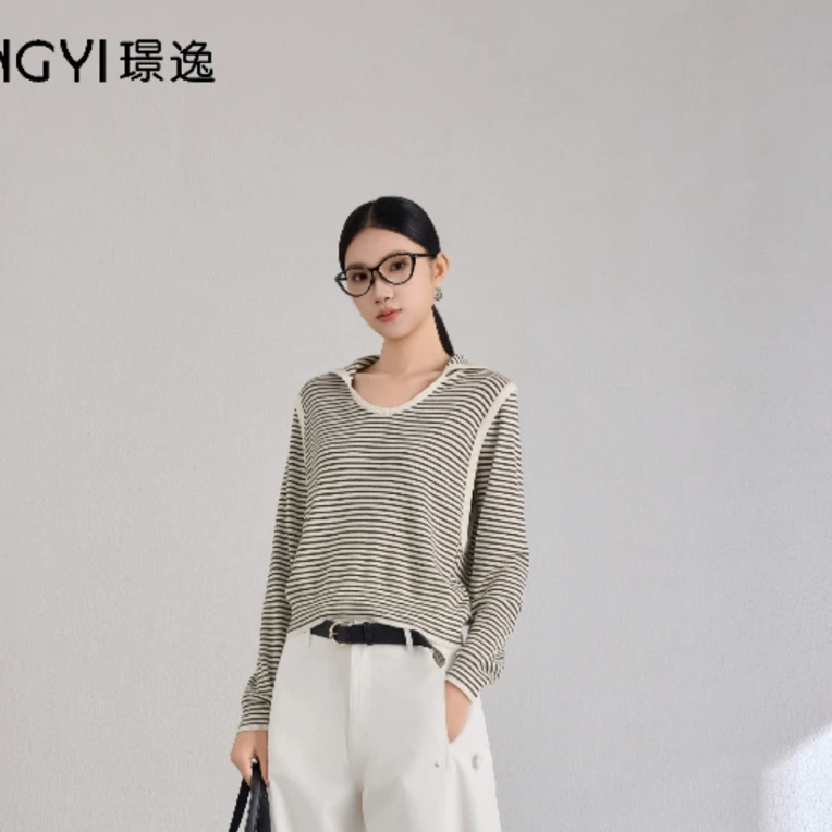 璟逸2026春季新款条纹针织衫