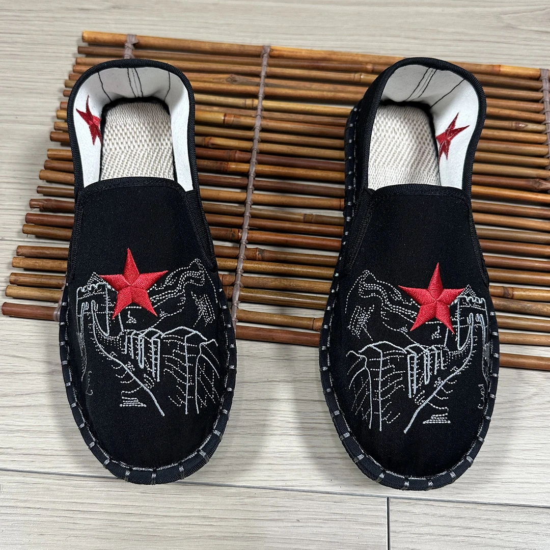 新款老北京布鞋男手工缝制鞋休闲百搭圆头刺绣鞋民族风防滑散步鞋