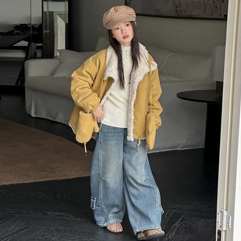 【送手套】女童加绒外套秋冬装2025新款洋气女孩高级感加厚保暖棉服