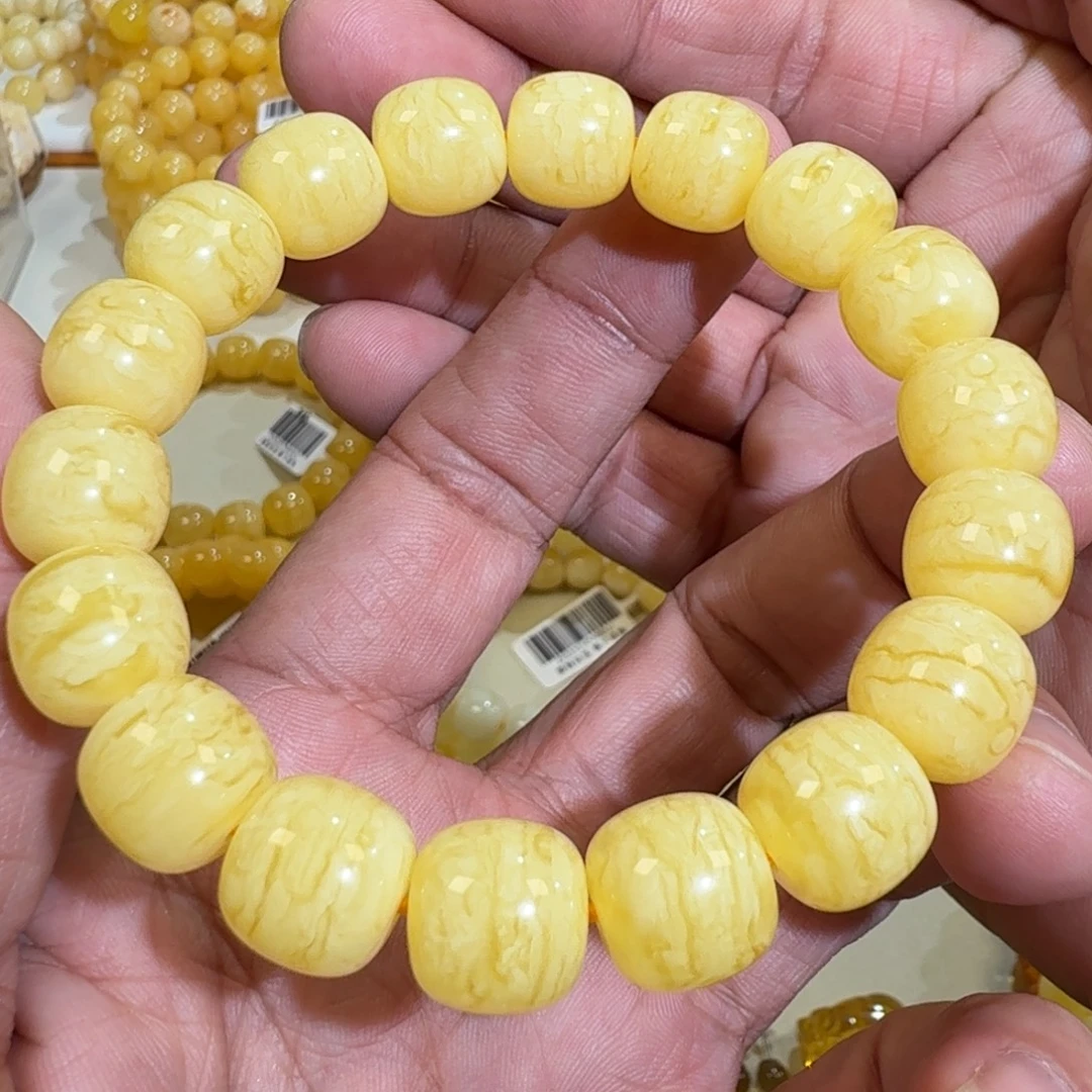 琥珀未镶嵌珠宝奇石12m焦皮同料老型虎皮花蜡串19.6克