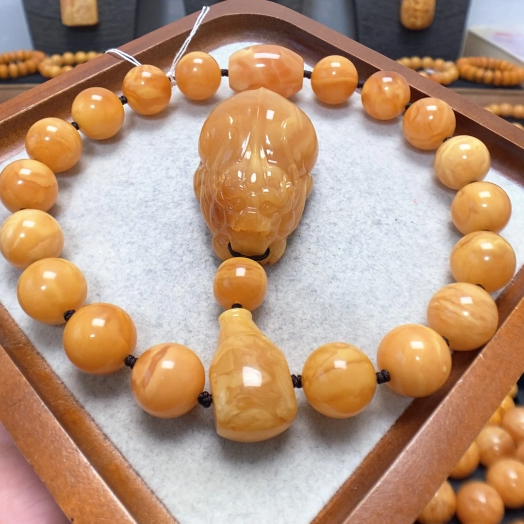 蜜蜡未镶嵌手链定制手持