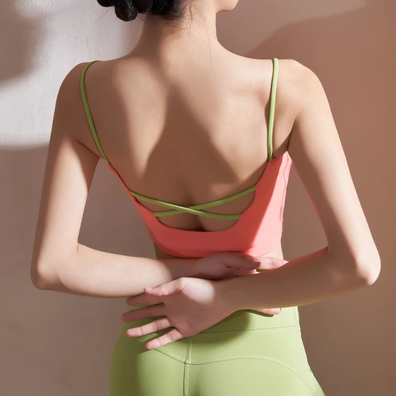 seven polyphylla撞色细带美背普拉提瑜伽背心速干一体式运动内衣