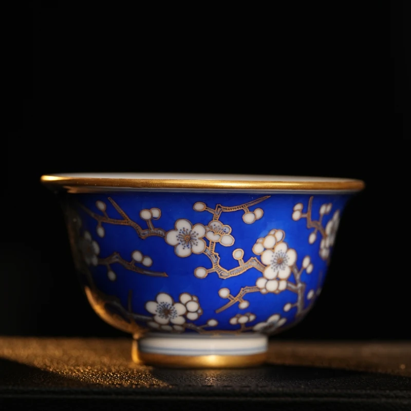 【景德詺兮】周检文·错金银冰梅中号压手杯MX9155