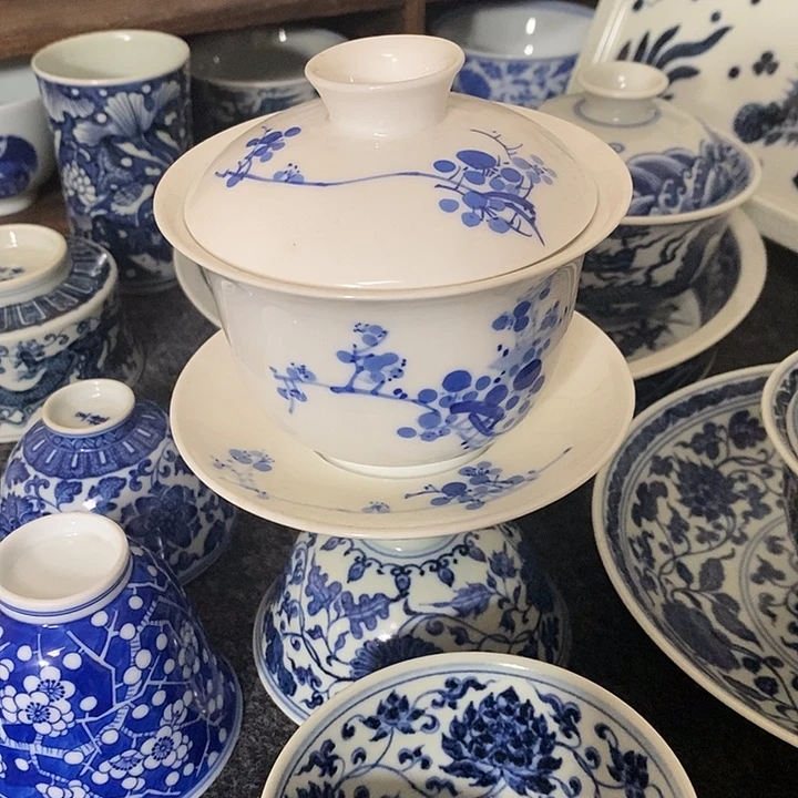 瓷【微瑕】梅花三才盖碗