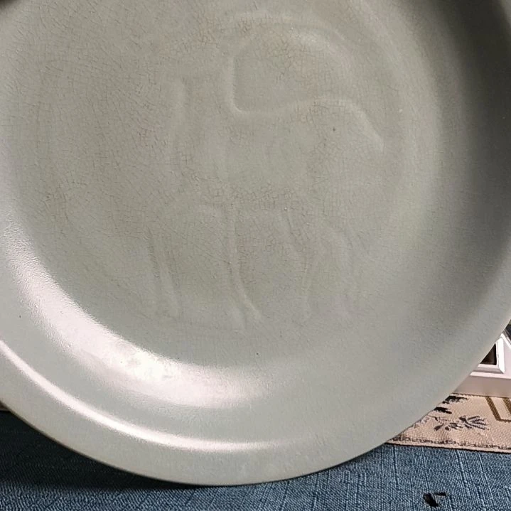 慧***欣摆件清凉寺汝瓷仿古釉纯手工雕刻大盘