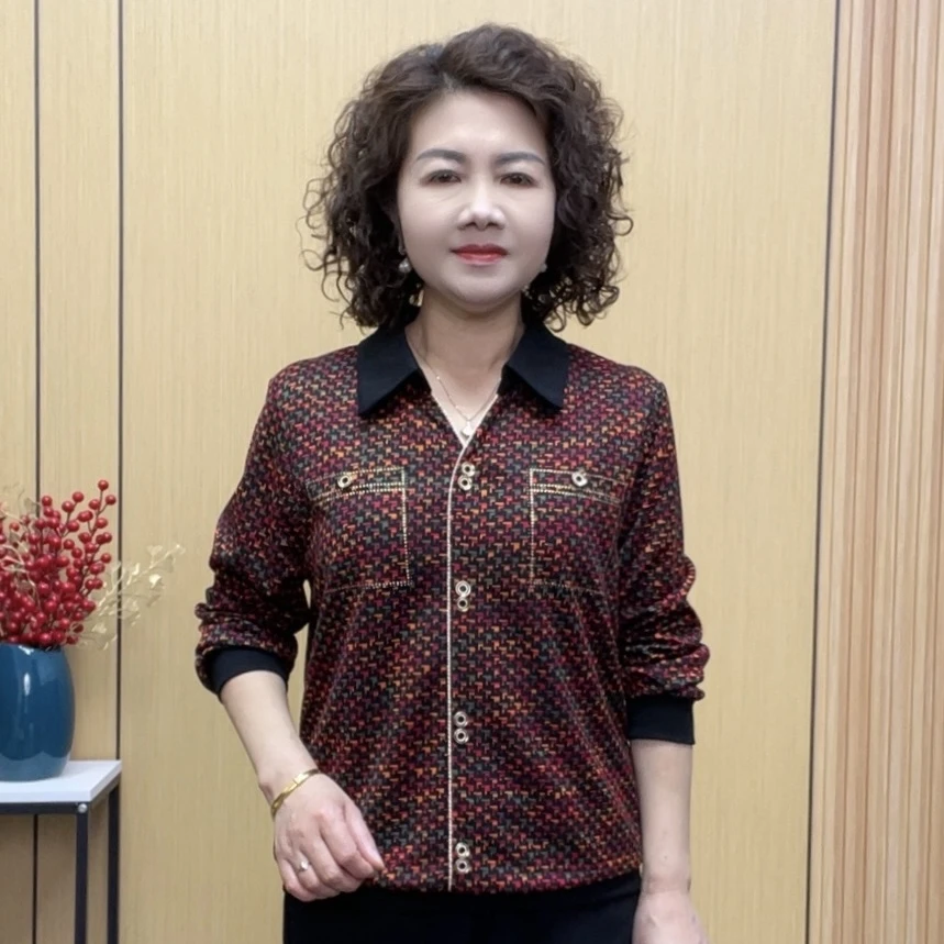 2025春季妈妈装高品质长袖宽松时尚减龄百搭春秋显瘦洋气打底衫