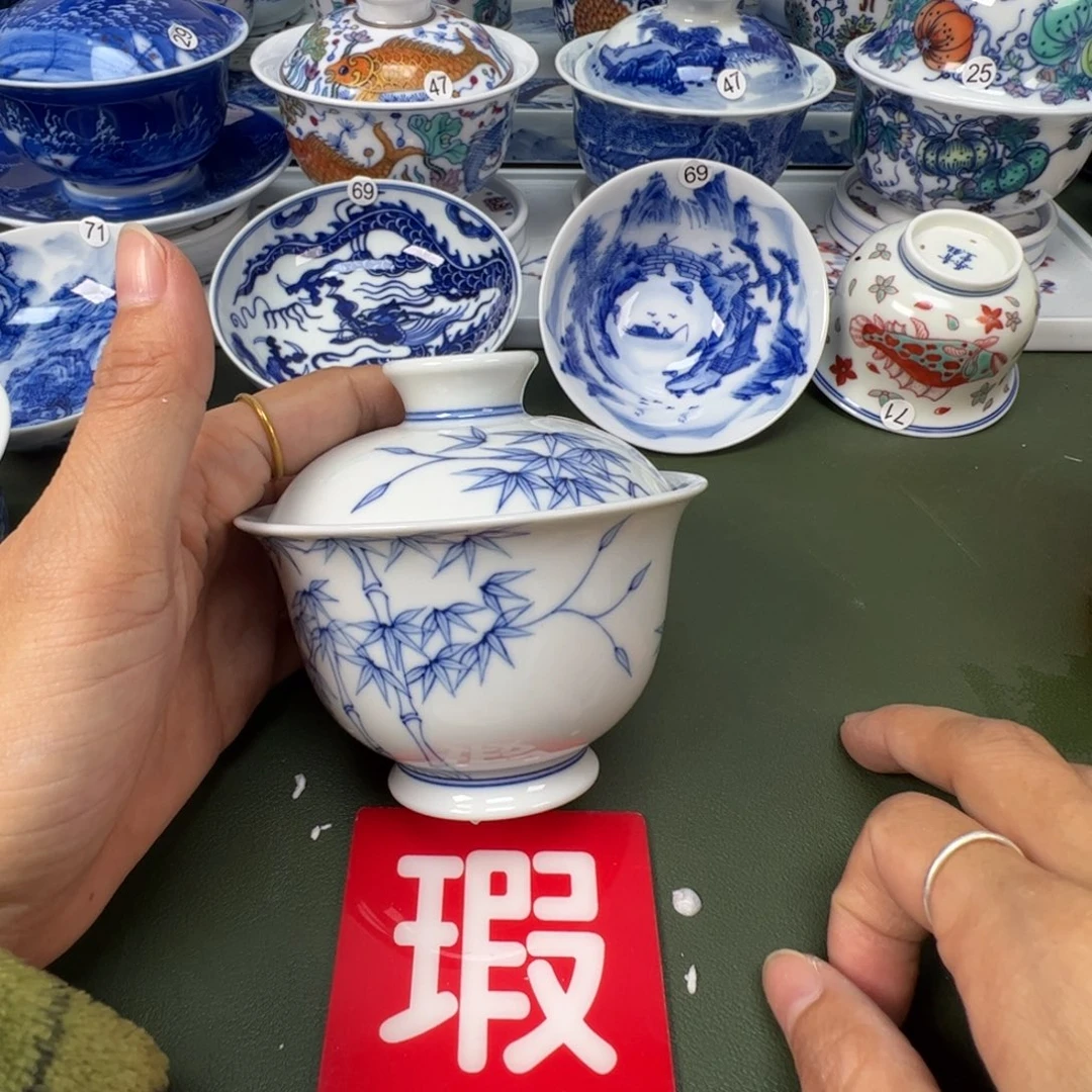 陶瓷景德镇纯手工纯手绘茶具木木23口裂