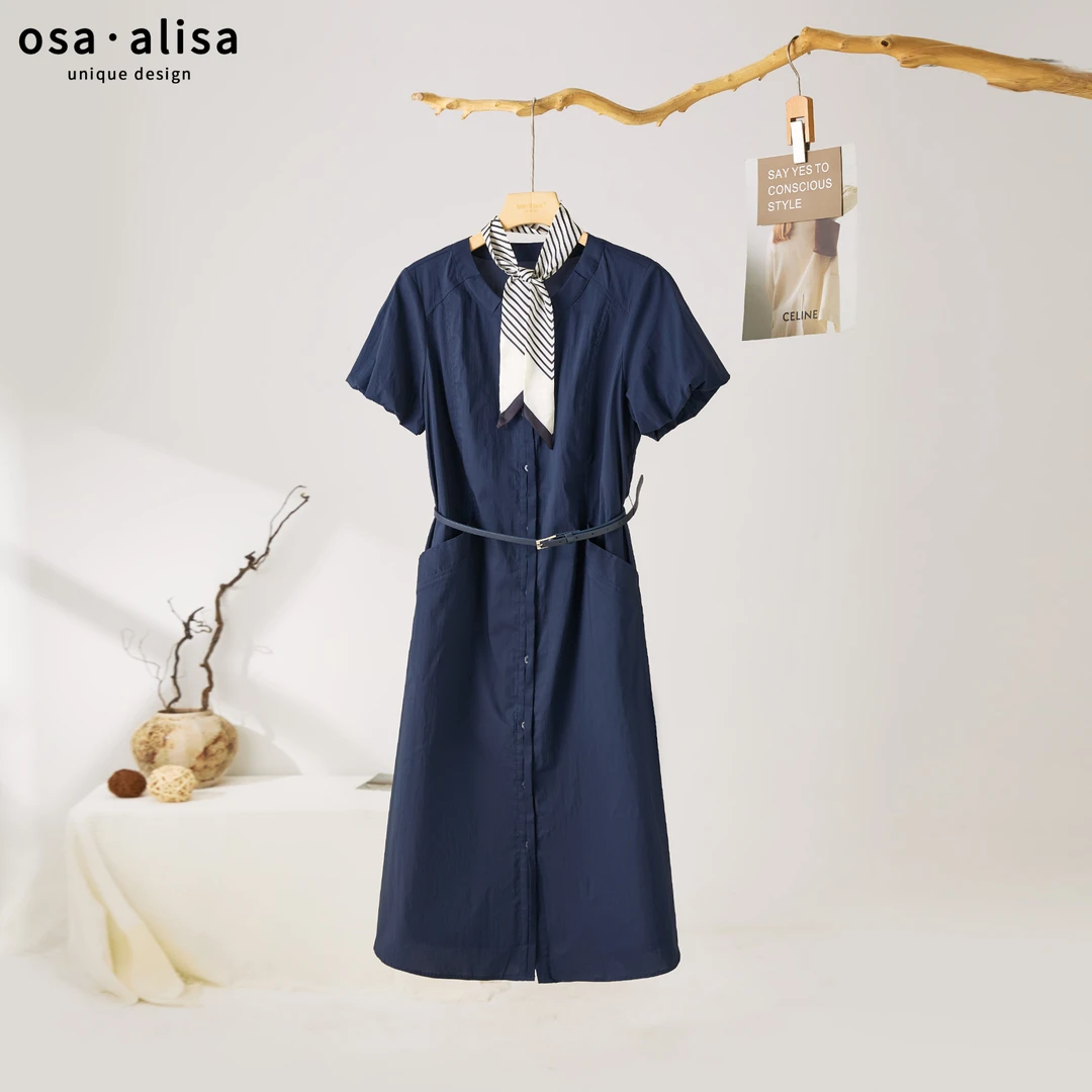 *夏季女士圆领飘带连衣裙12783