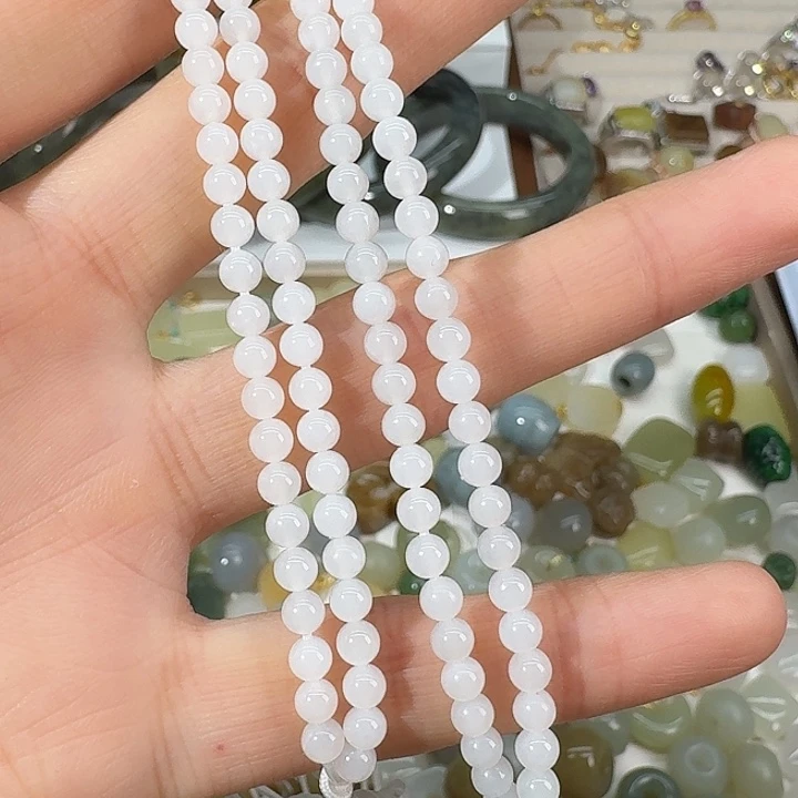 和田玉未镶嵌颈饰4mm