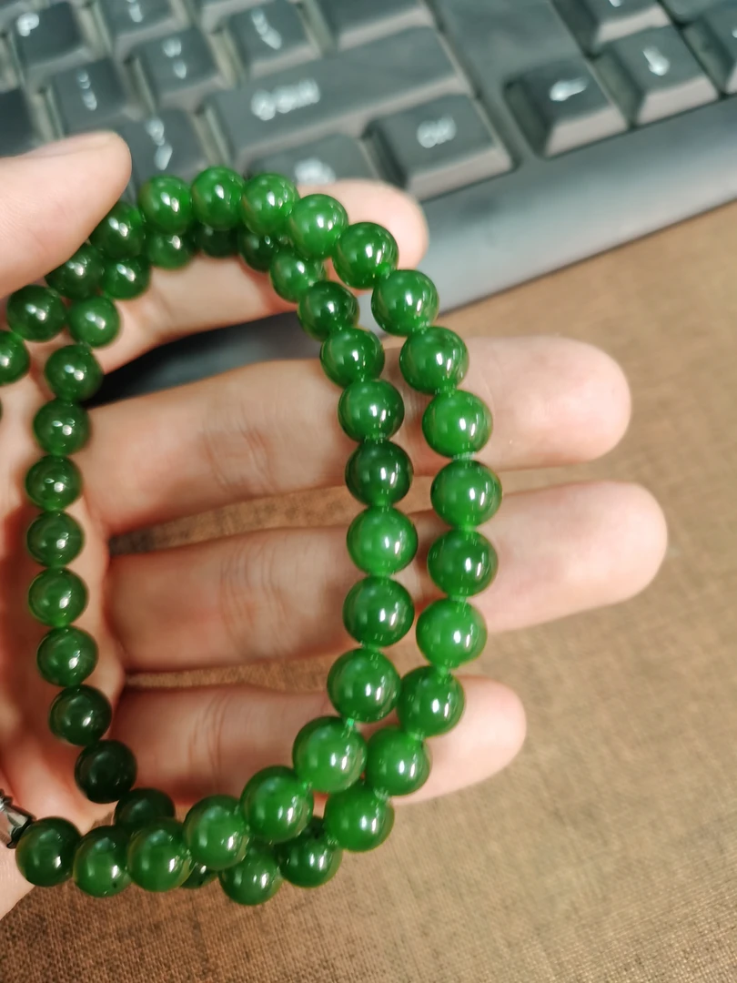 天然和田玉碧玉8mm妈妈链拍一发一