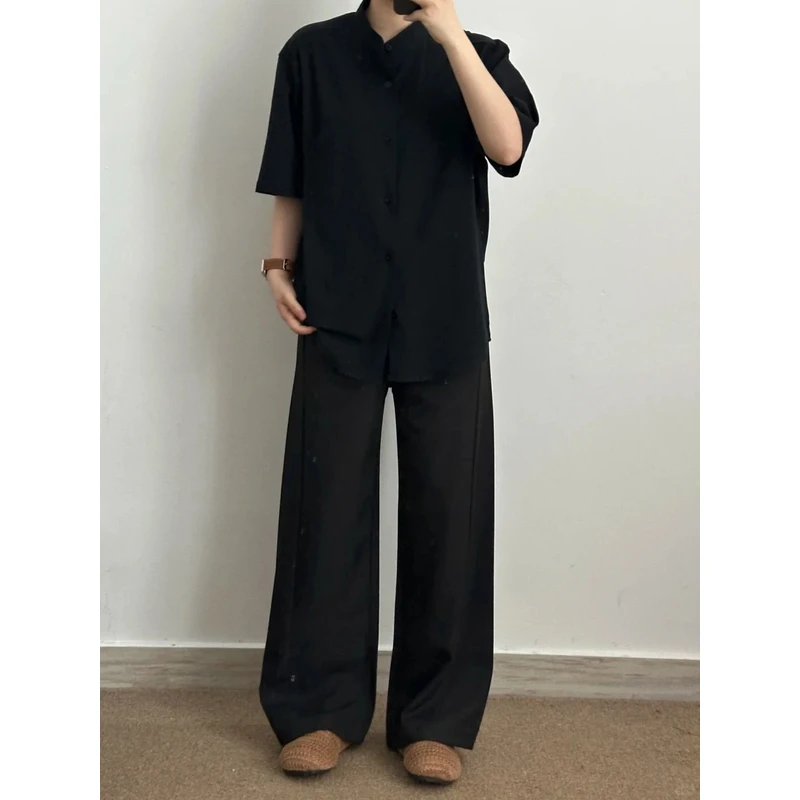 新中式竹节棉麻短袖衬衫男款夏季高级感亨利领白色衬衣轻熟风上衣