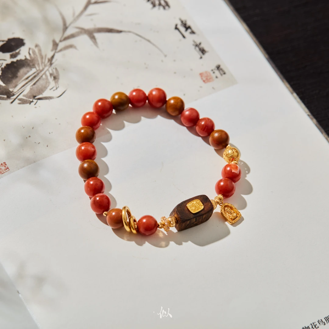 【红遇】·似梓珠宝· 18K包浆南红手串 SZCC2402672