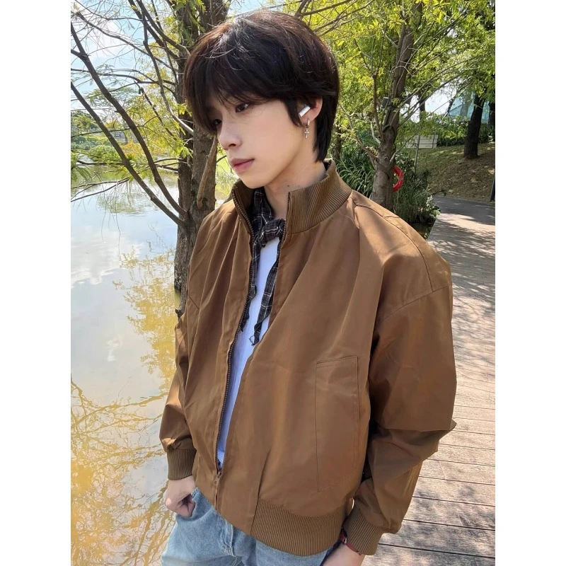 美式立领飞行员夹克棉服男款秋冬加棉加厚棒球服cleanfit工装外套