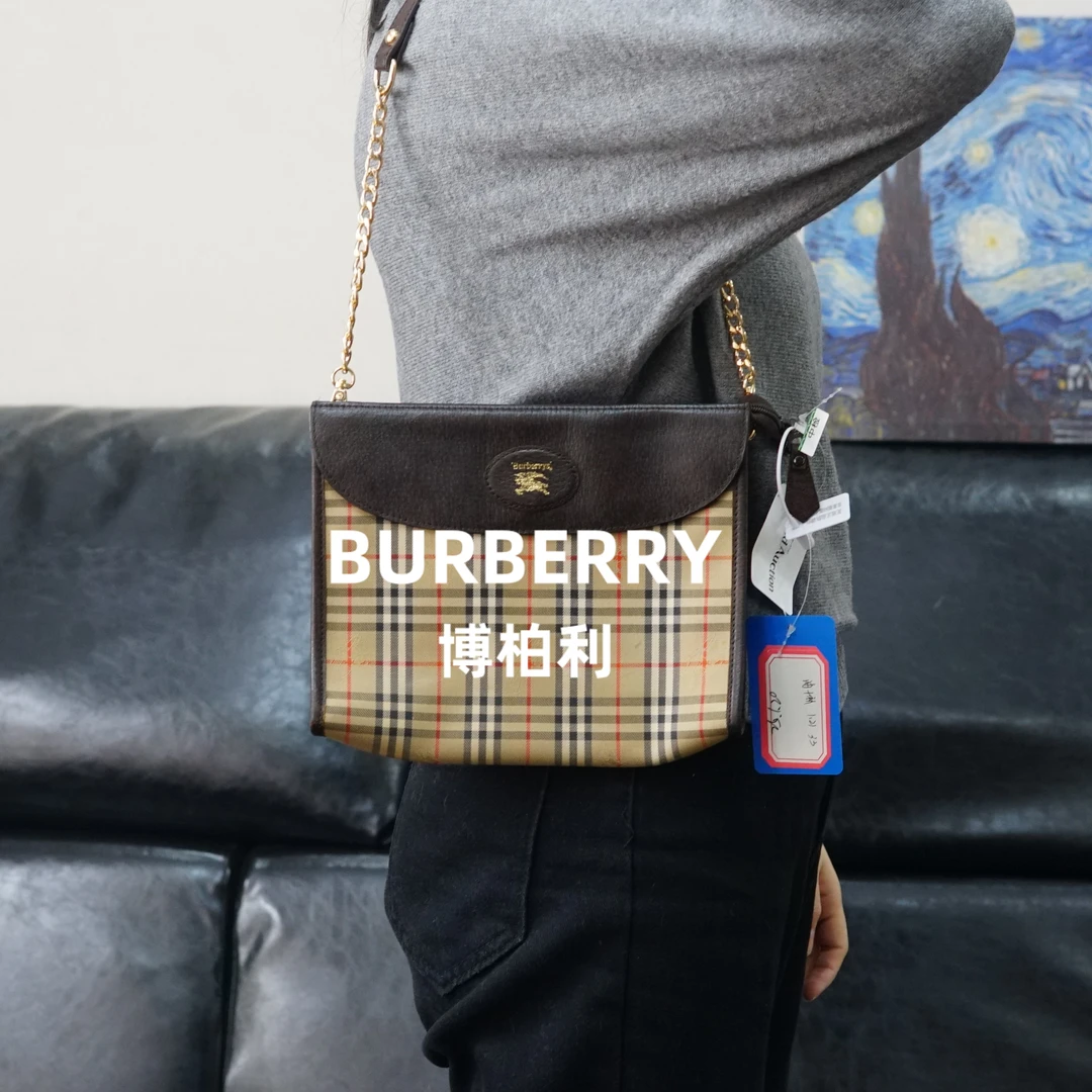 95新 BURBERRY/博柏利 巴宝莉/格纹单肩包/JJ01718922/8922