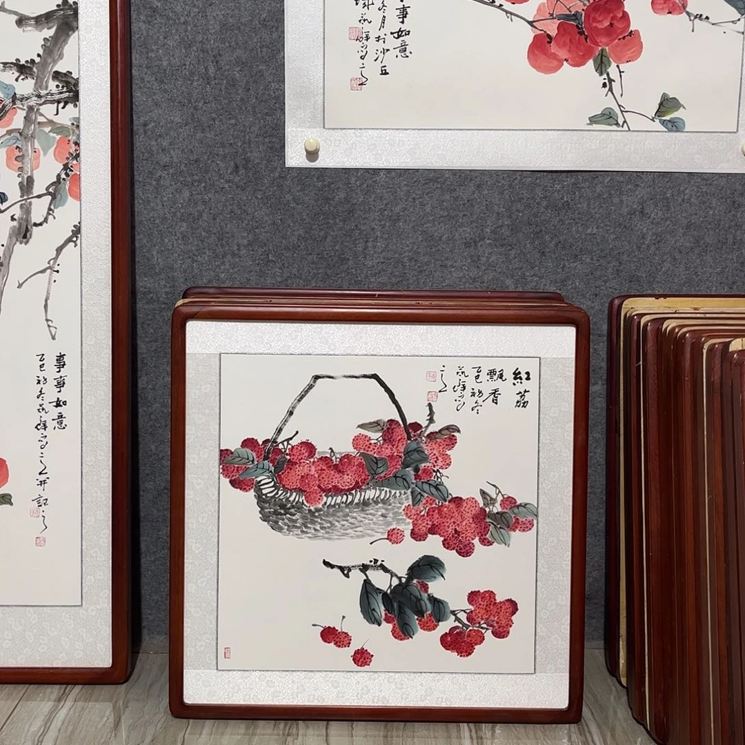 国画书画作品带框63×63