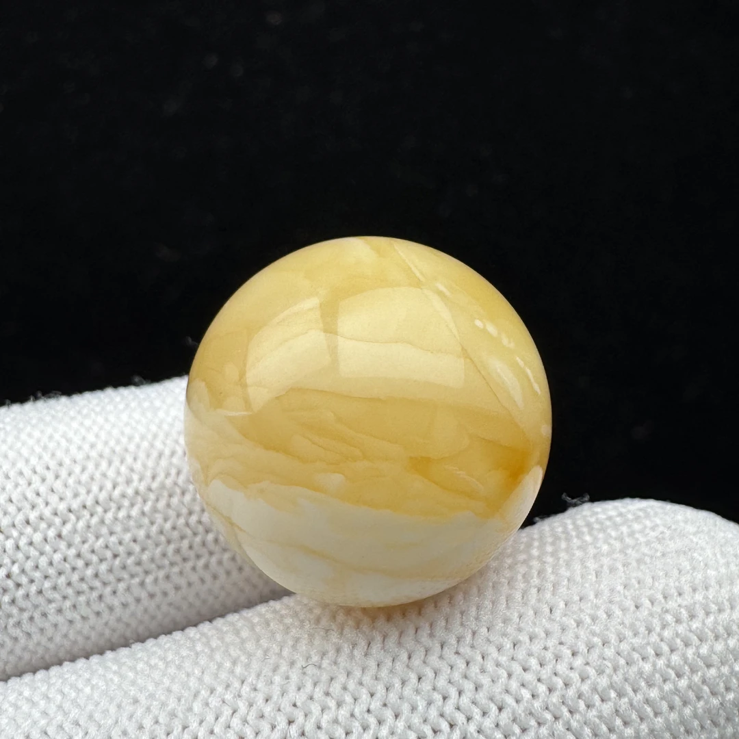 R4786天然原矿俄料蜜蜡 妖花单珠 20.2mm支持复检