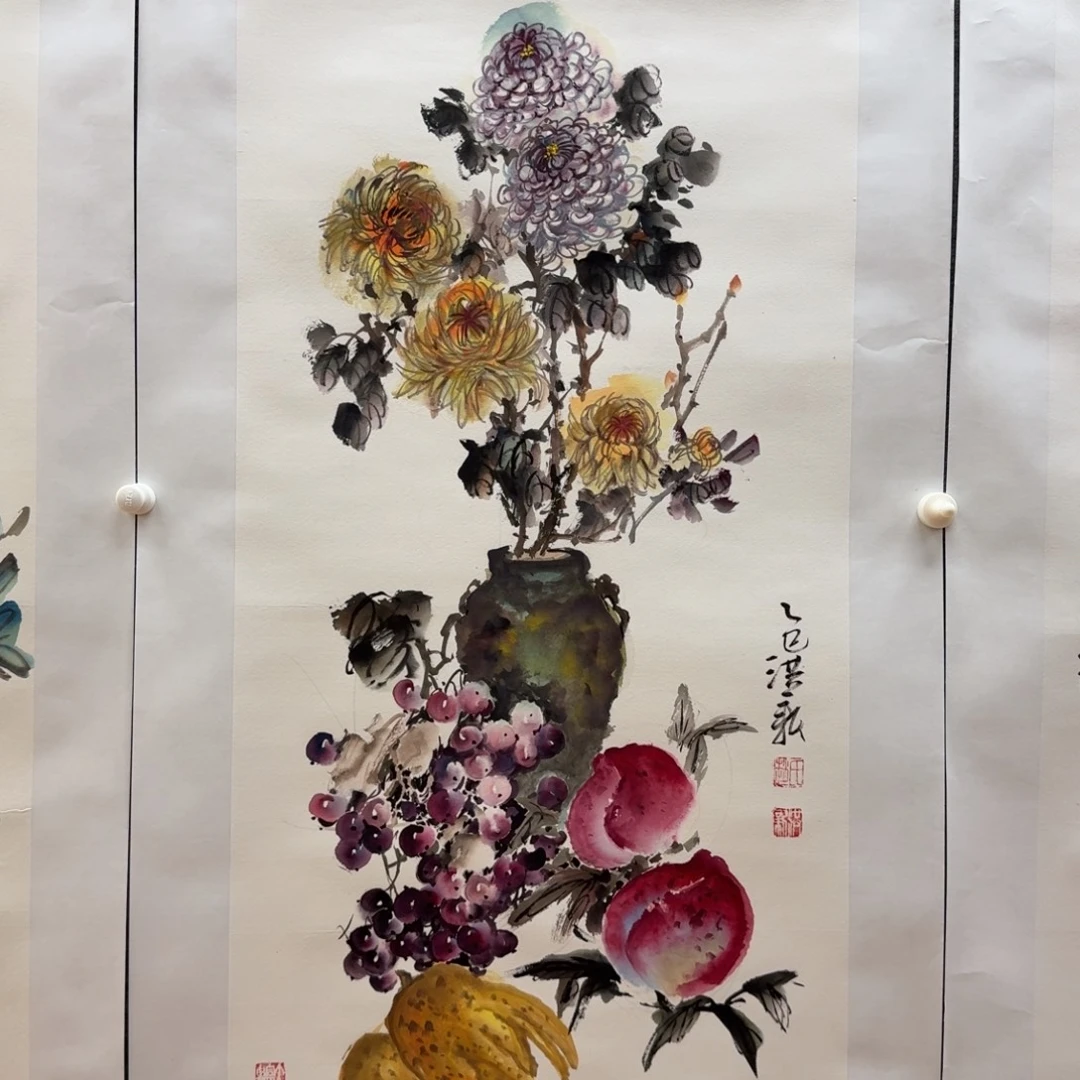 国画赵洪新三尺作品花鸟